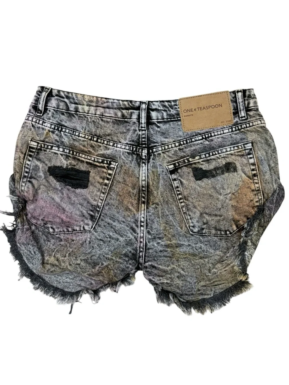 One Teaspoon Sunset Acid Bandits Shorts Size 29 Low Waist Distressed Shorts